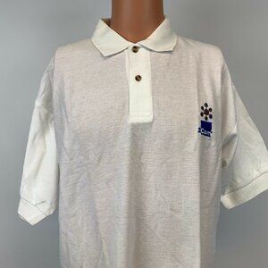 Vintage 3Com Polo Shirt Mens Size L White Computer Products Made In USA 90s